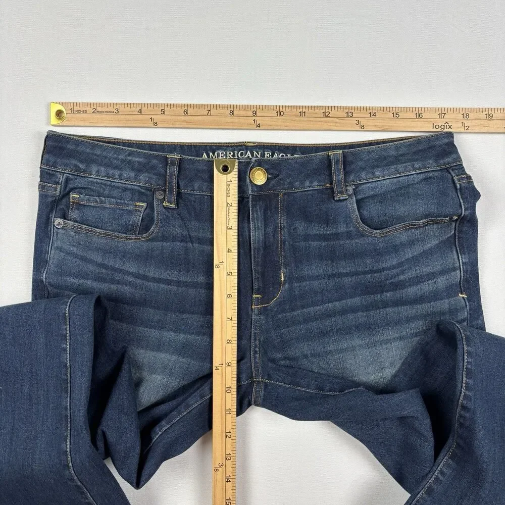 American Eagle Jeans Skinny Kick Boot Cut 360 Super Stretch Womens Size 16 Blue